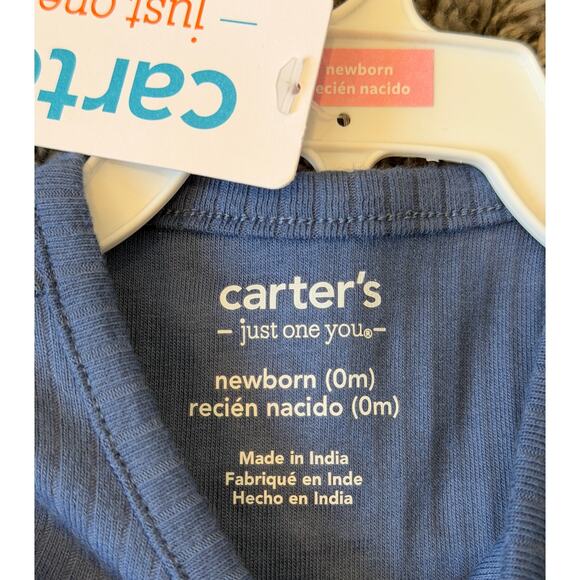 Carter’s Boys Ribbed 2-Piece Henley Set – Blue Pants & Top. Newborn. New! - Picture 3 of 4